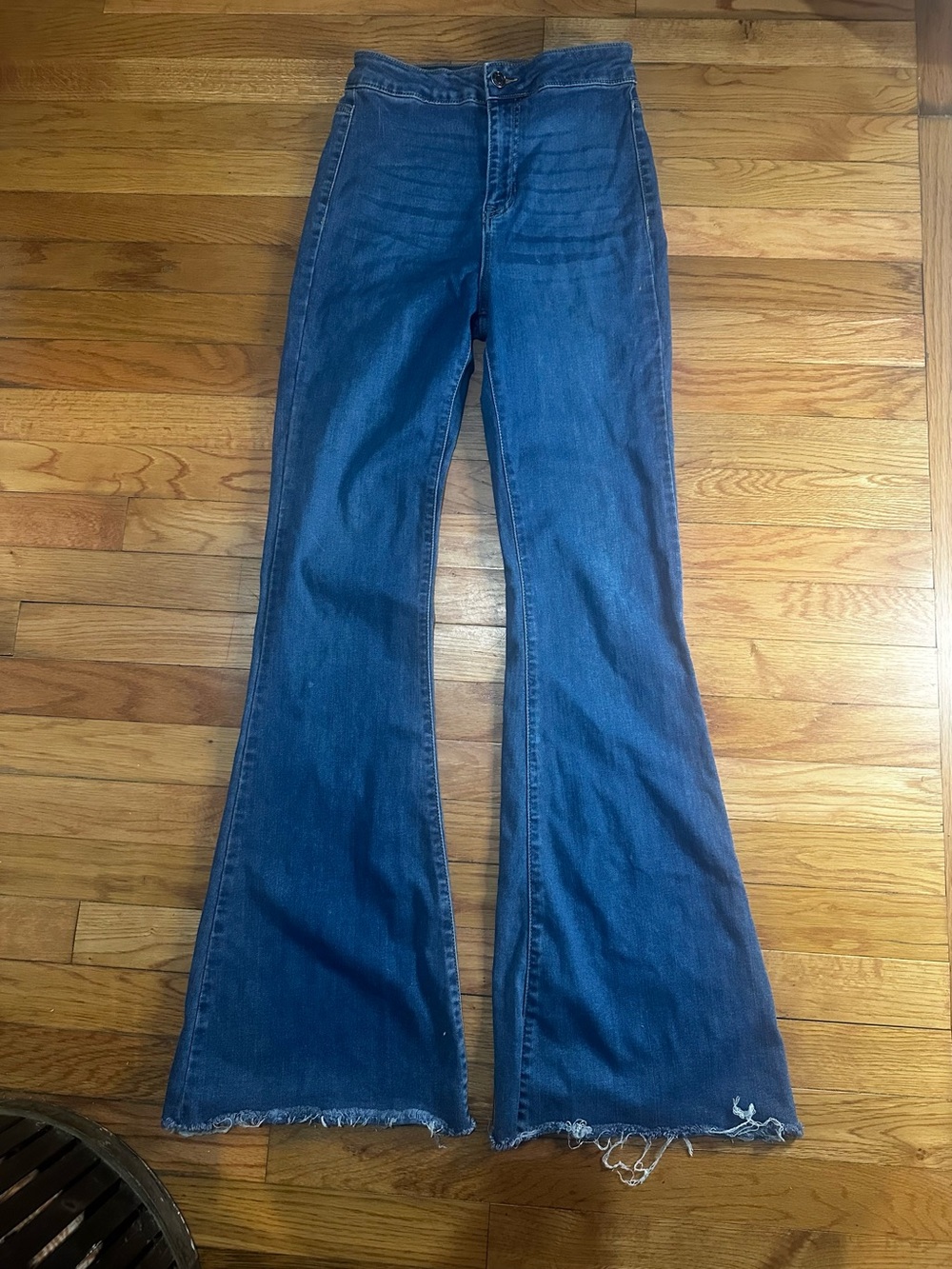 Cello Flare Jeans Stretch Denim Raw Hem Size 3